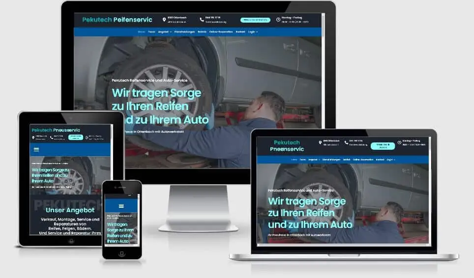 Preis individuelle Website mit Extras 1 Pek Service Ottenbach - pekutech-reifenservice.ch